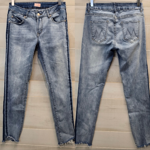 {27} Mother Insider Cropped Step Fray Speed Racer Denim Jean - Picture 1 of 13
